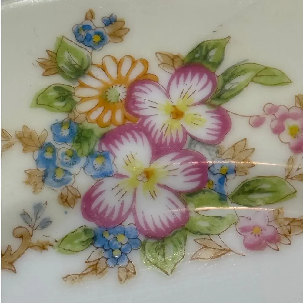 Meito China Hand Painted Floral Plates Set of 2 Japan 9.75” Vintage